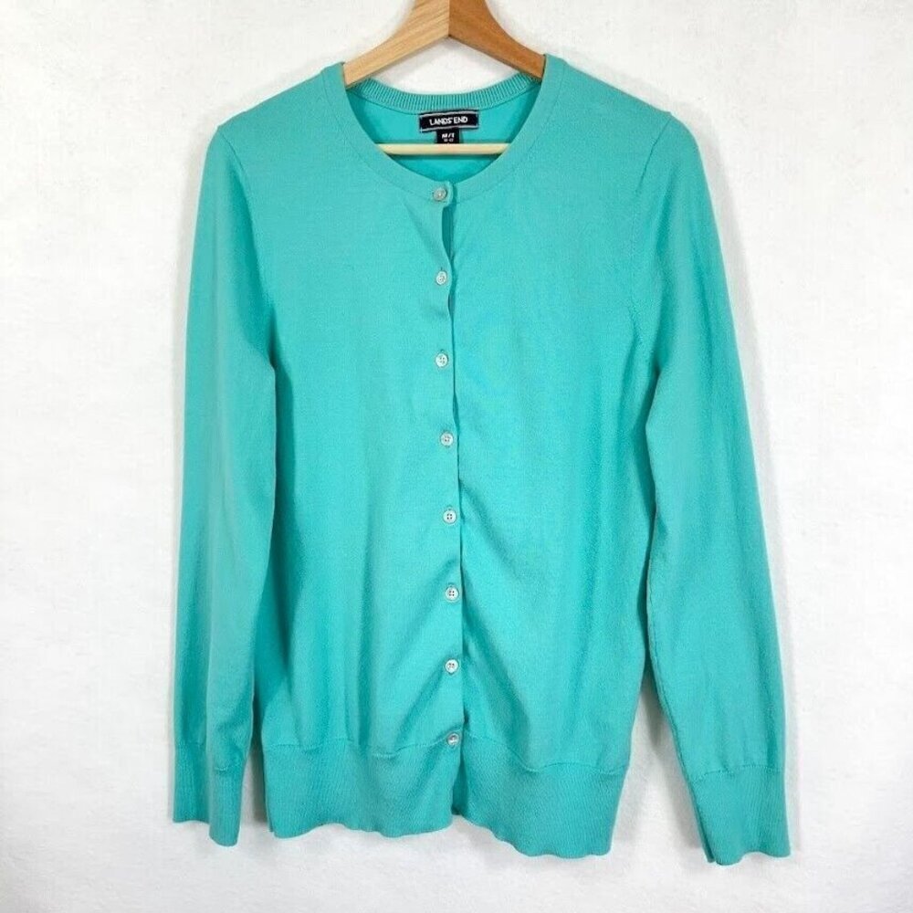Lands' End Lightweight Cardigan Preppy Academia Church Grandma Core Bright M